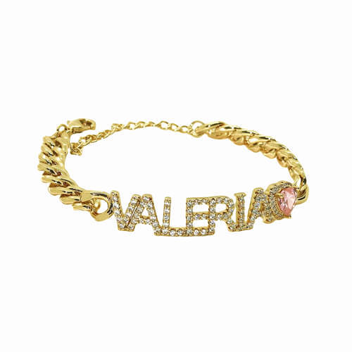 Trendy personalized jewelry suppliers custom diamante cuban link name plate anklet factory cubic zirconia name bracelets manufacturers